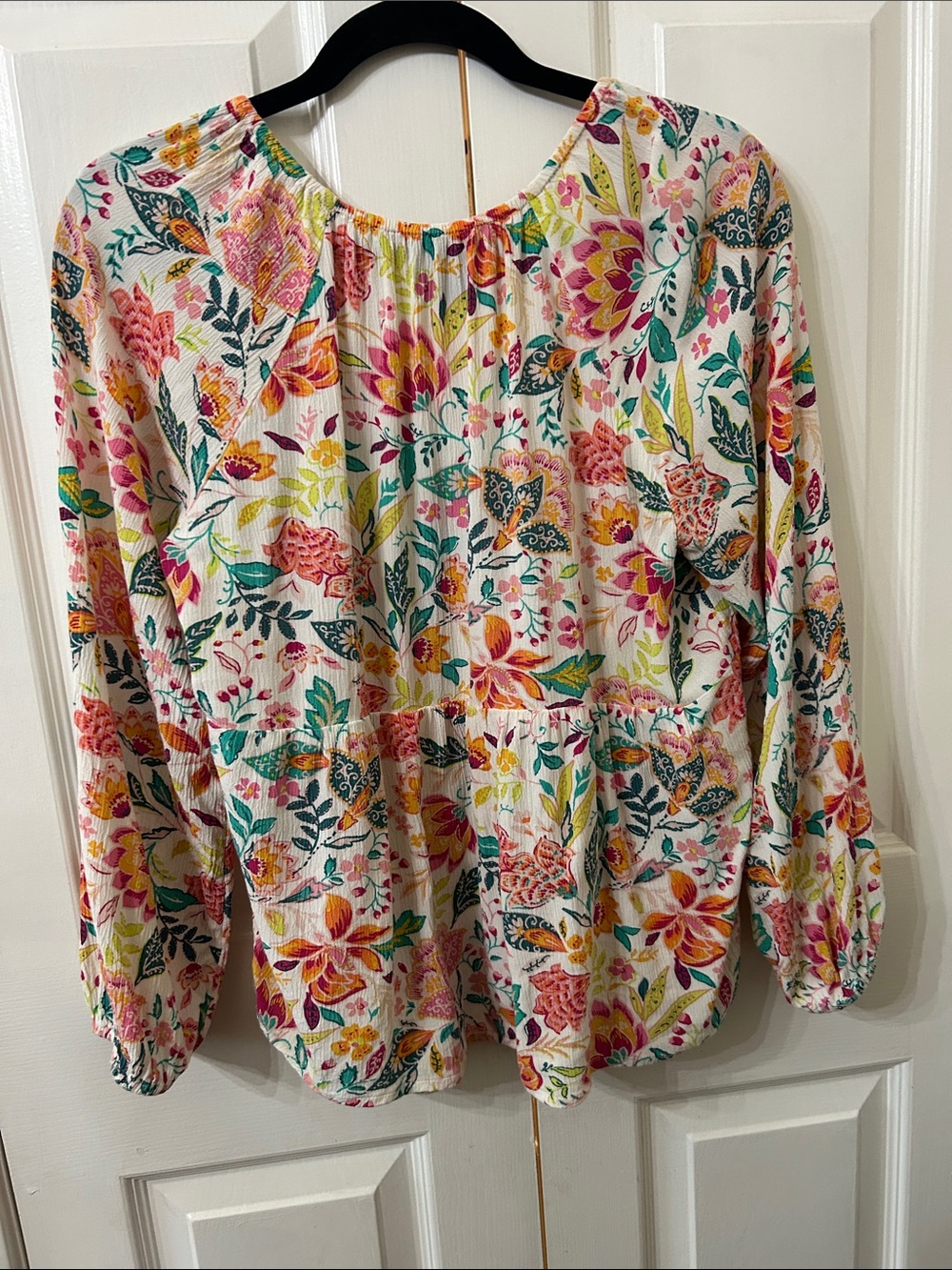 Tropical Peasant Blouse Women's L - Picture 3 of 11